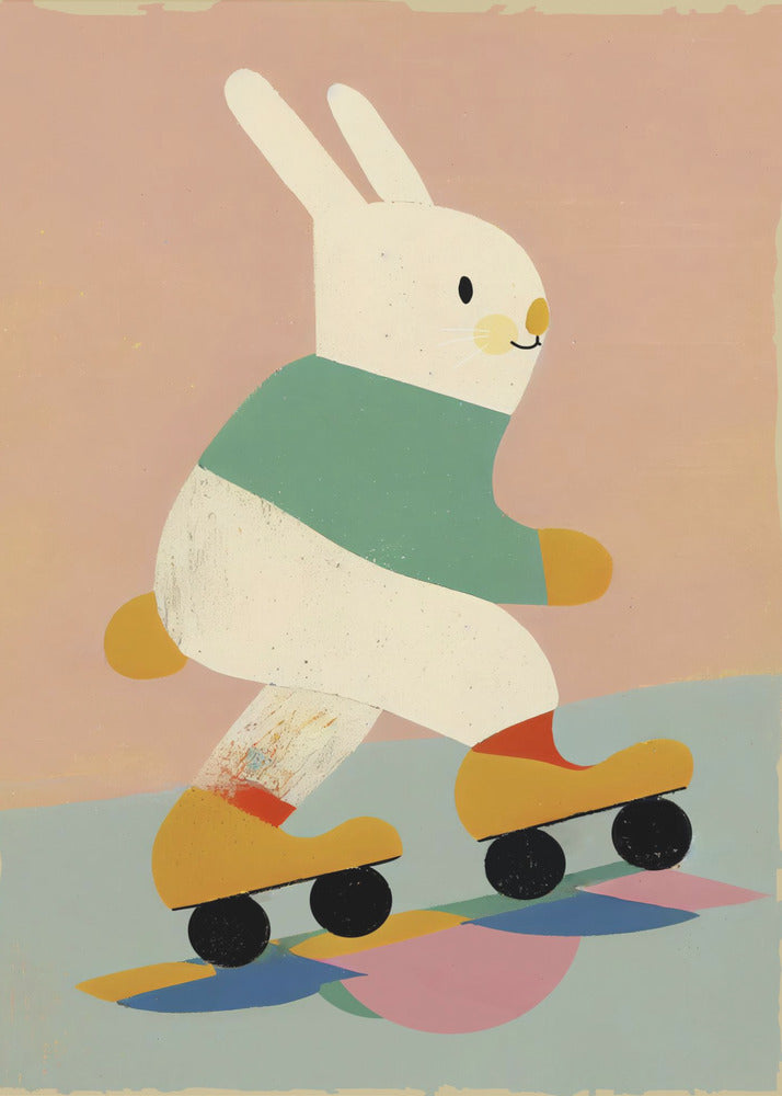 Konijn op schaatsen | Canvas