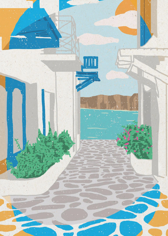 Een straat in Griekenland | Poster