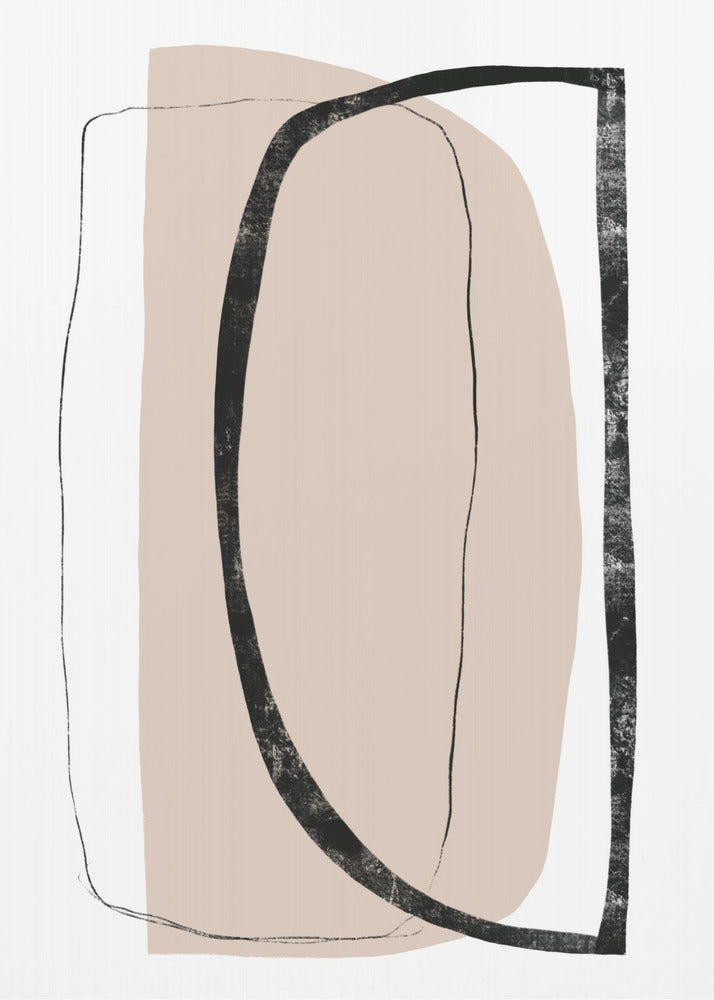Soft Beige And Black Geometric Shapes | Canvas