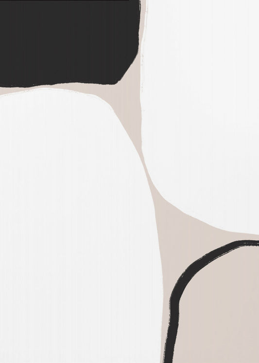 Zwarte en beige geometrische vormen | Poster