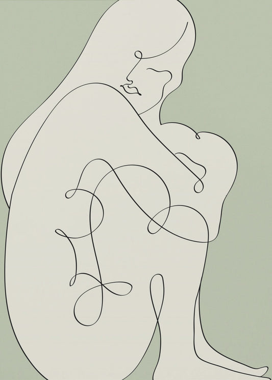 Zittende vrouw Groen | Canvas