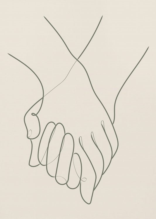 Hand in hand Groen | Canvas