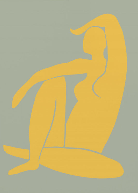 Figuur Groen en Geel Matisse Stijl | Canvas