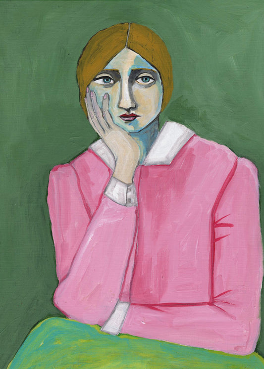 Vintage dame in roze | Poster