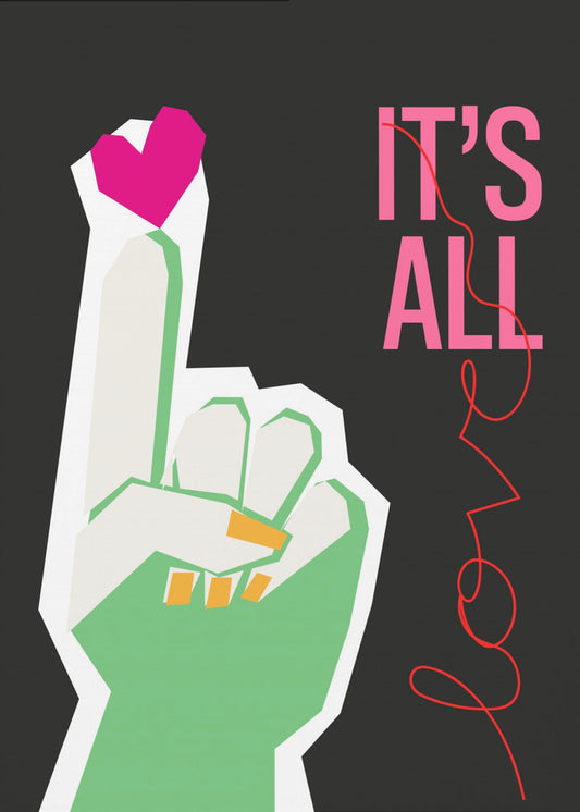 Het is allemaal liefde handgrijs | Canvas