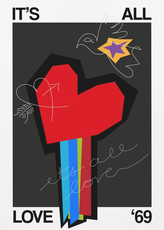 Het is allemaal liefde Hartgrijs | Canvas