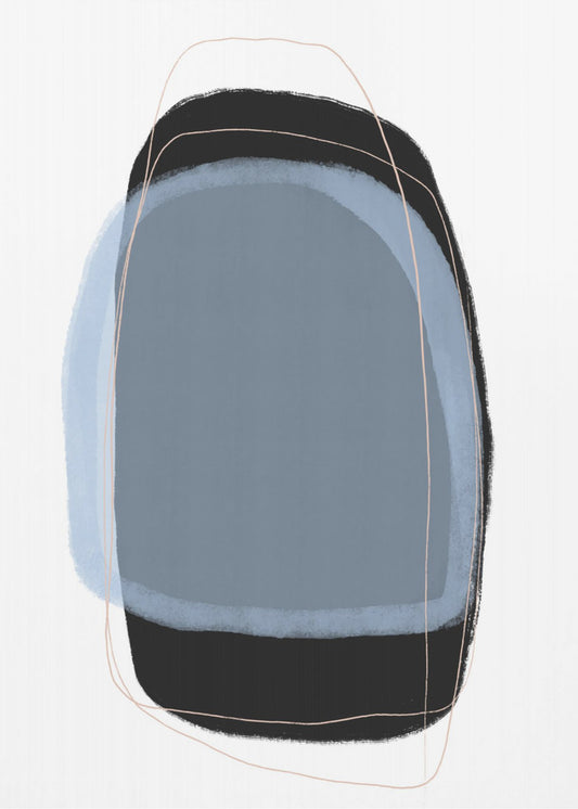 Geometrische vormen in gedempte blauw- en zwarttinten | Canvas