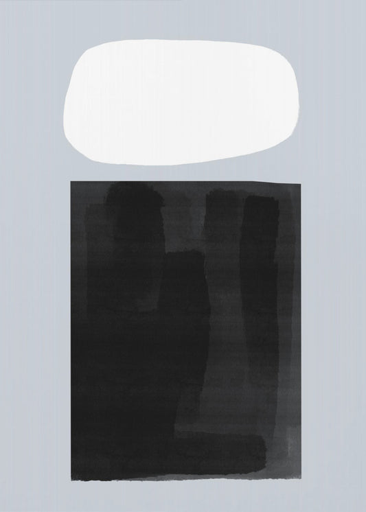 Zwarte rechthoek onder een witte ovaal | Canvas