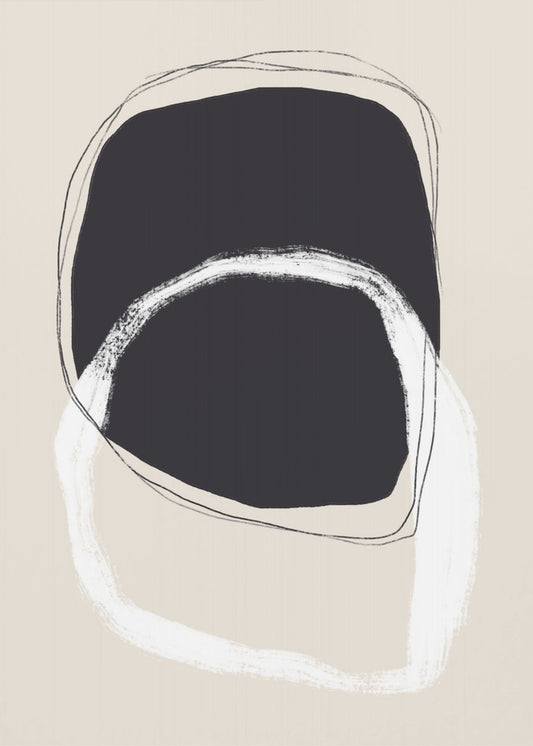 Black And White Shapes With Fluid Lines | Canvas