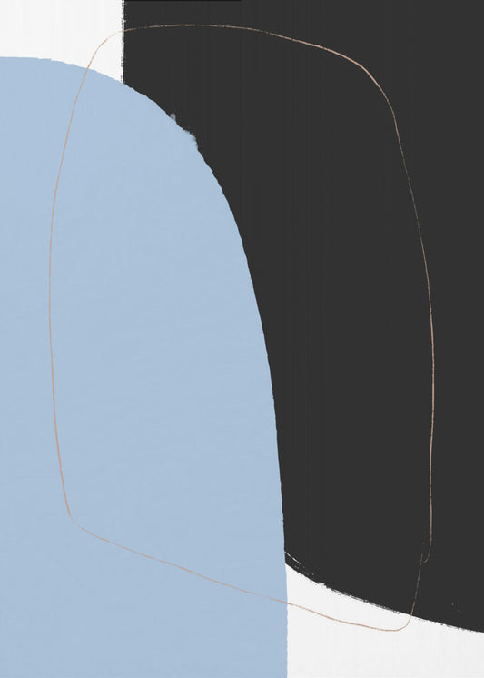 Overlappende zwarte en blauwe vormen | Poster