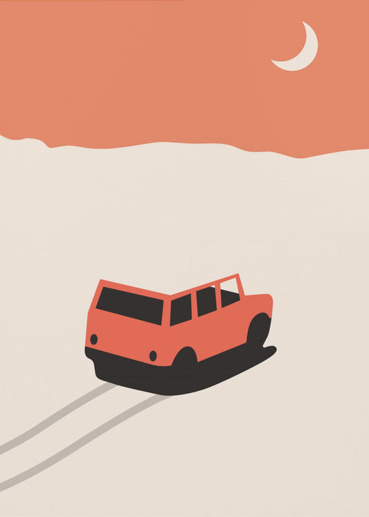 Auto in de woestijn | Canvas