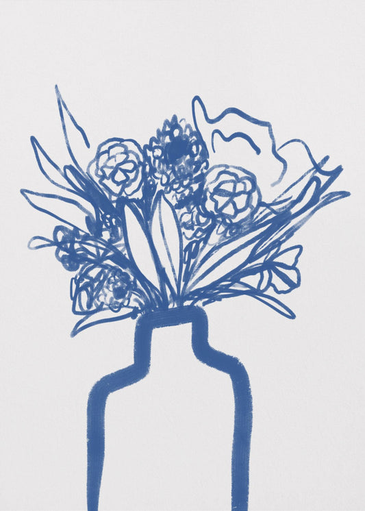 Blauwe vaasboeket | Poster