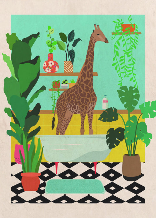 Giraffen in bad | Poster