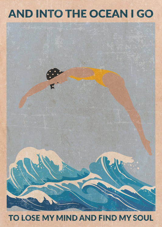 Into the Ocean (blauw) Standaard wanddecoratie | Poster