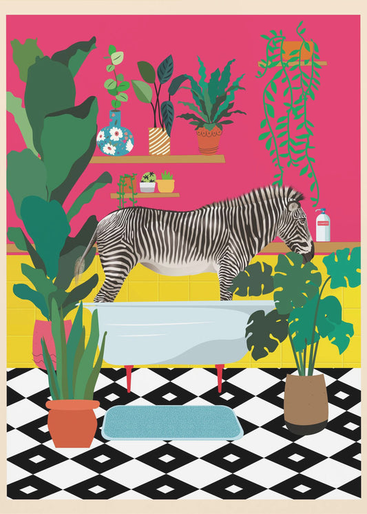 Zebra Badtijd | Canvas