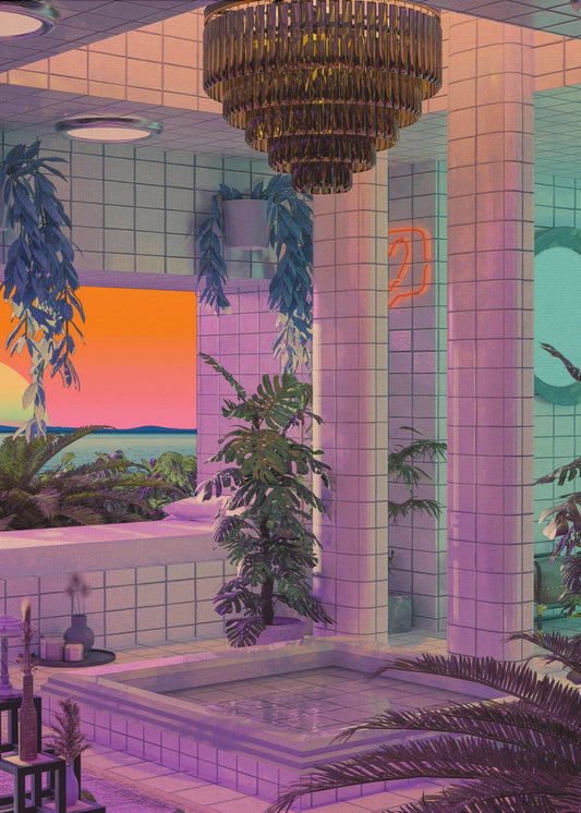 Vaporwave Zwembad | Canvas