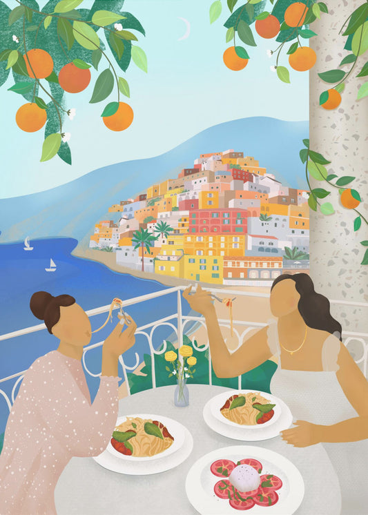 Meisjes in Positano | Poster