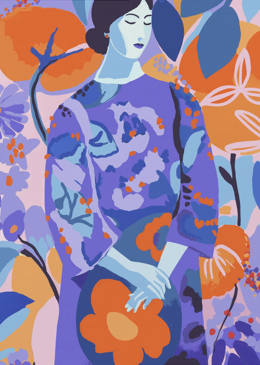 Vrouw in bloementuin | Canvas