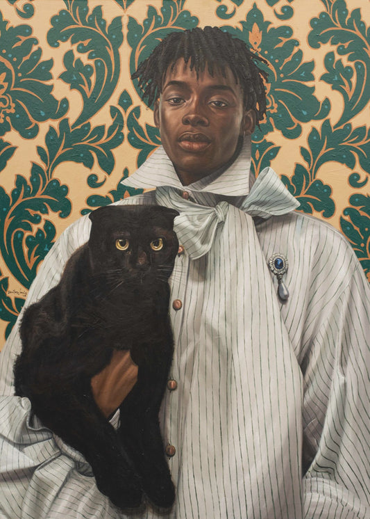 Heer met kat | Canvas
