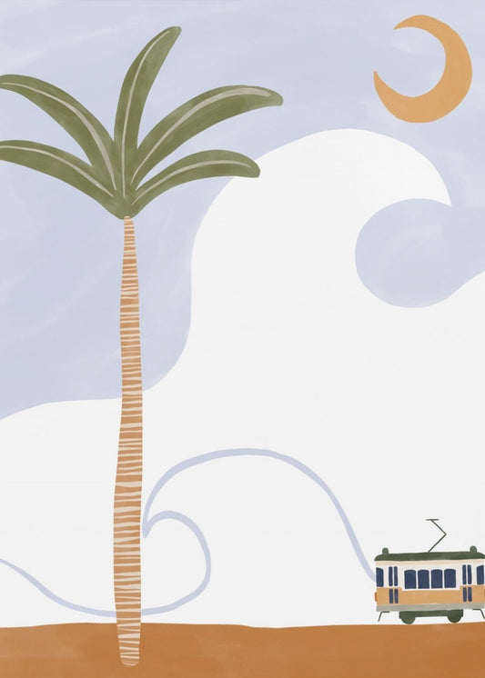 Little Tram On Beach | Poster