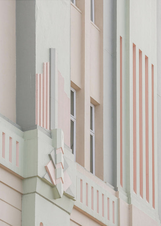 Pastelkleurige gevelgeometrie | Poster