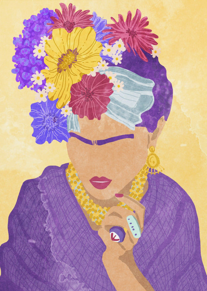 Frida en bloemen | Canvas