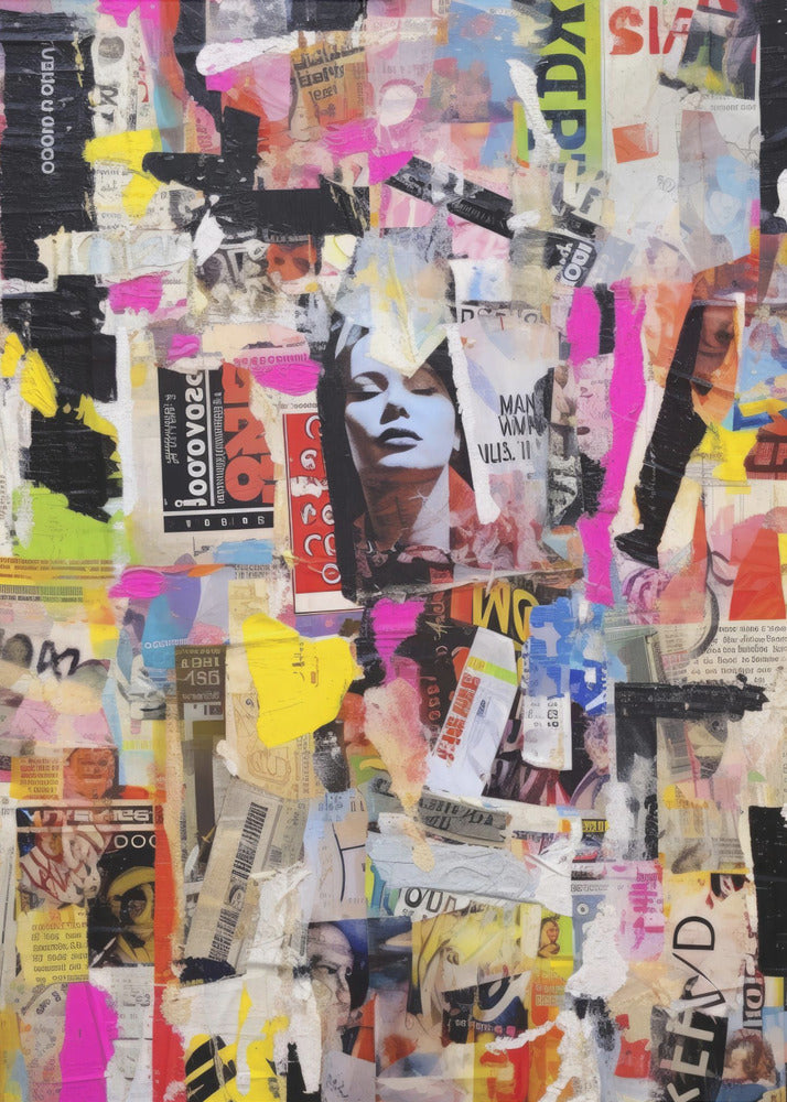 Levendige collage-echo's | Canvas
