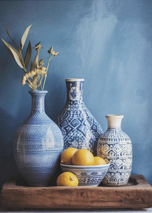 Stilleven met blauwe harmonie | Canvas