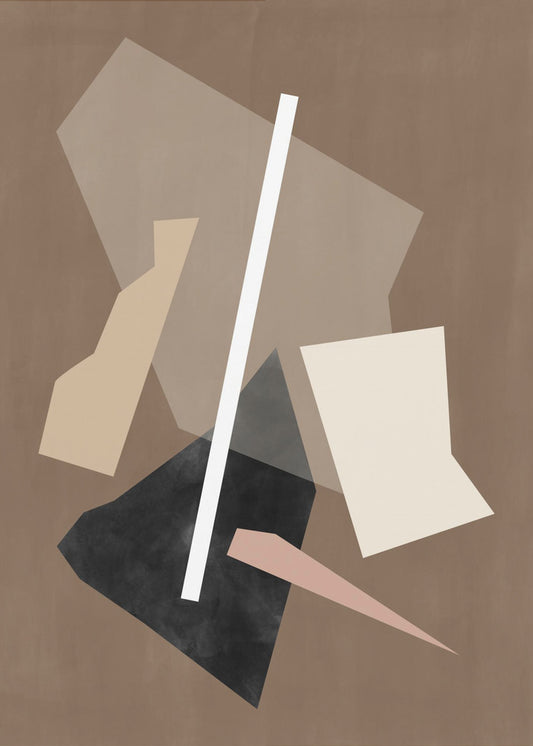 Schilderij met bruine papiersneden | Poster