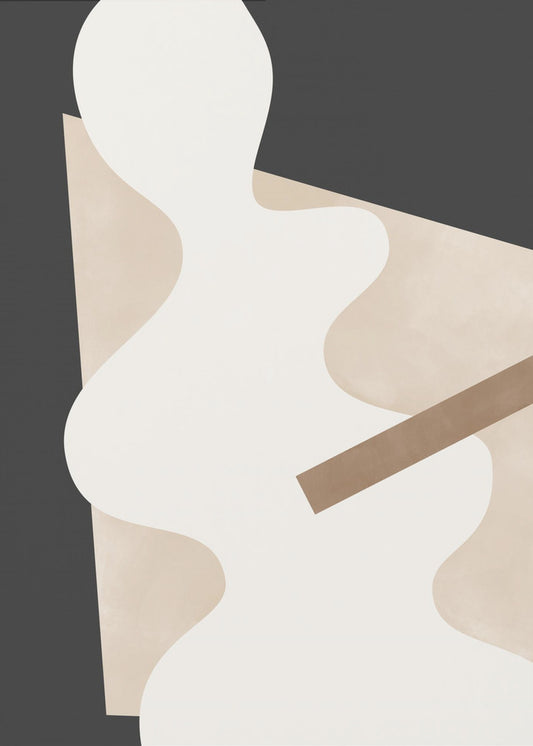 Beige grafische curven kunst | Canvas