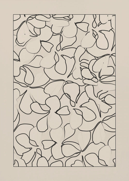 Naadloos patroon van omlijnde bloemen | Canvas