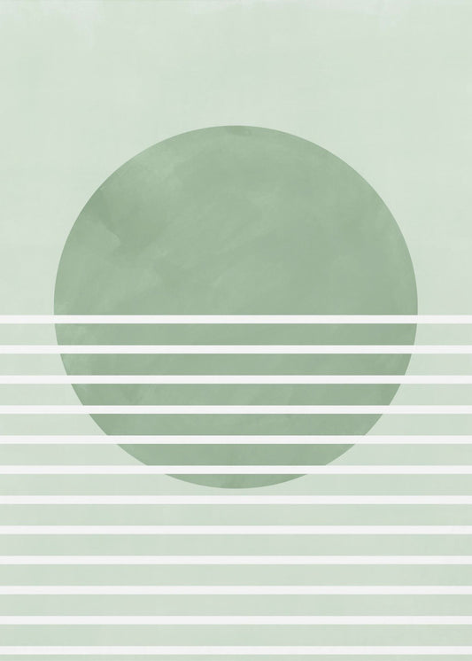 Groene horizonlijnen | Canvas