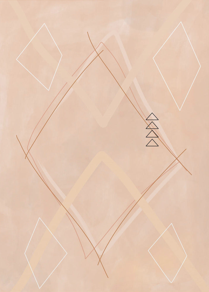 Abstracte geometrische kunst beige tinten | Canvas