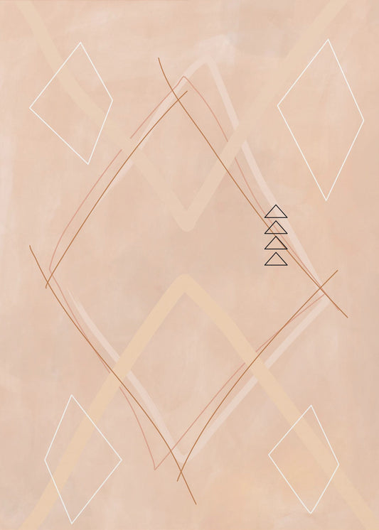 Abstracte geometrische kunst beige tinten | Canvas
