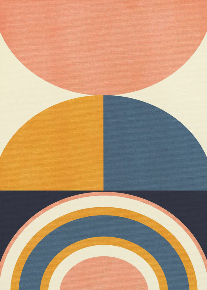 Regenboog Plus Vormen Blauw Mosterd10 | Poster