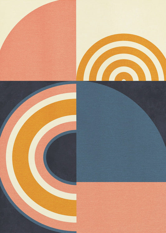 Regenboog Plus Vormen Blauw Mosterd9 | Canvas