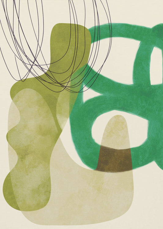 Geschilderde lijnen groen bruin Kopie | Canvas