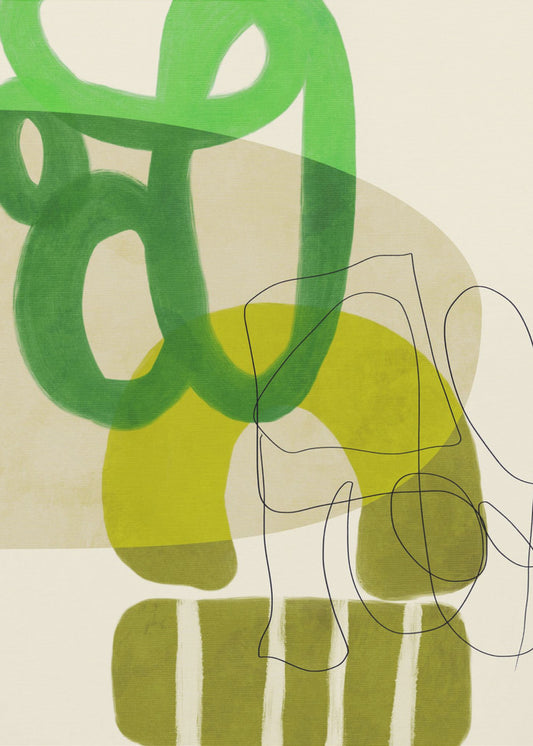 Geschilderde lijnen groen bruin 2 kopieën | Poster