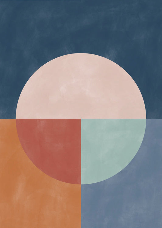 Geometrische abstractie met een grote pastelcirkel | Canvas