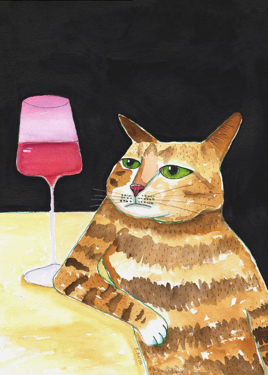 Kattenvrijdagavonddrankjes Wijn Grappige kattenhumor | Poster