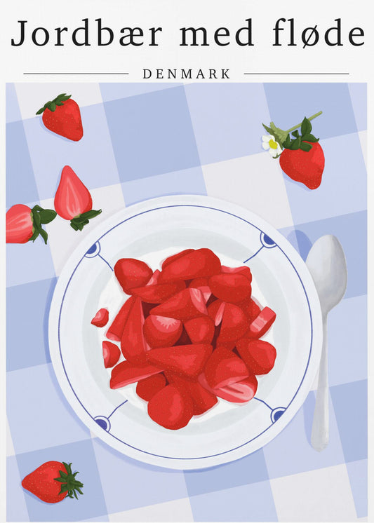 Aardbei met slagroom - Denemarken | Poster