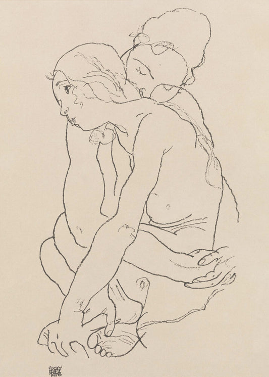 Woman and Girl Embracing 1918 | Poster
