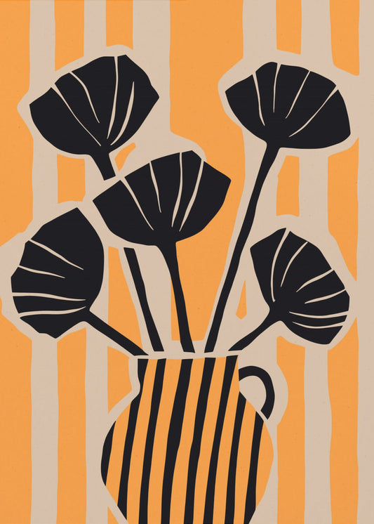 Opvallende bloemenstrepen | Canvas