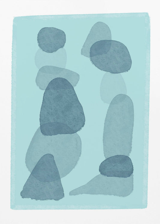 aquarelvlekken blauw abstract minimal modern art | Poster