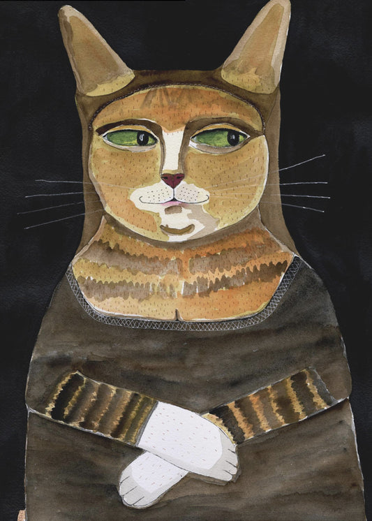 Mona Lisa Kat Grappige Kattenhumor Gember Oranje Kat | Poster