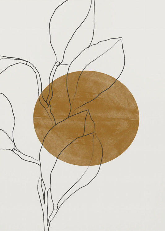Aardse Lijn Bladeren | Canvas