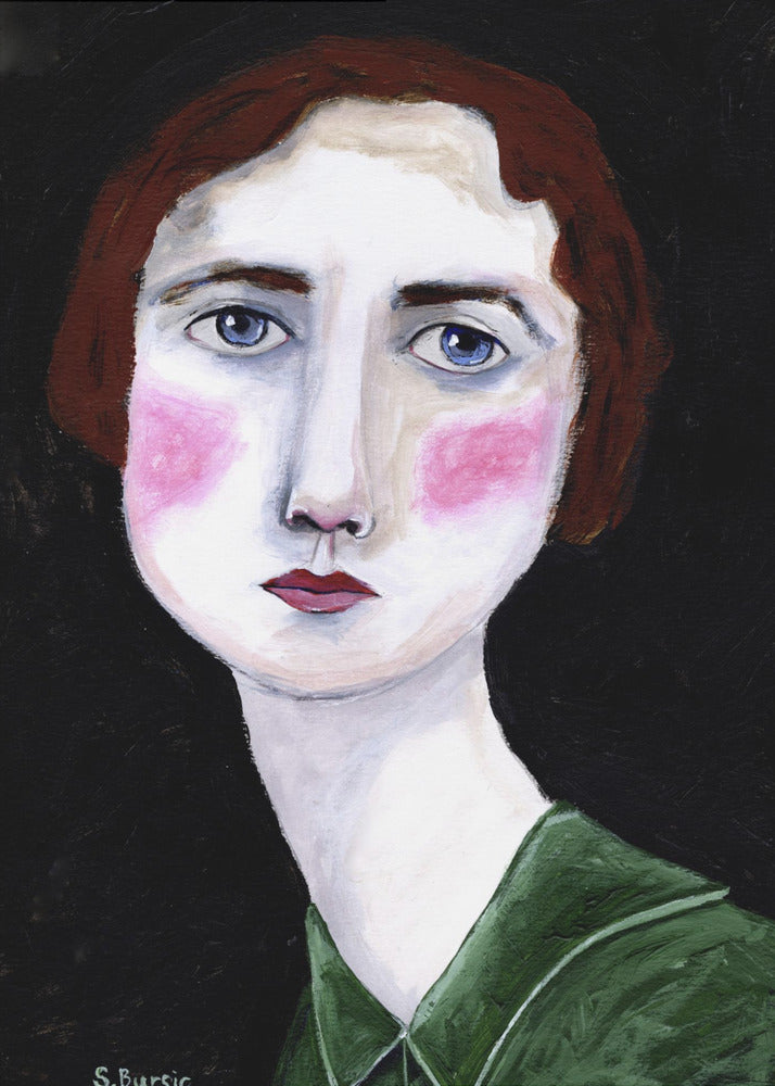 Vintage Vrouw met roze wangen | Poster