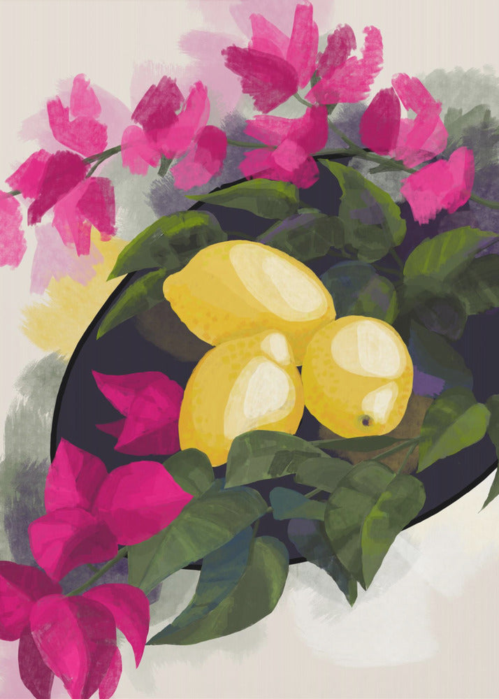 Bougainvillea en citroenen | Canvas