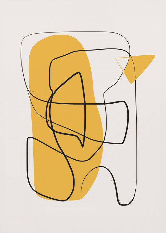 Lijn Abstract In Geel | Canvas