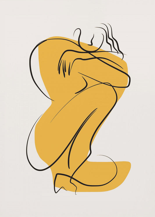Zelfknuffel Naakt in Lineair Abstract | Canvas